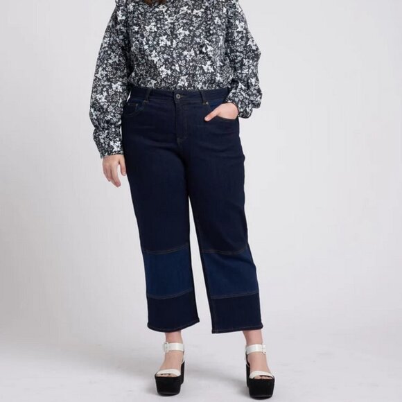 Universal Standard x Erdem Women's Plus Size Hana Patchwork Jeans - 20 - Picture 1 of 7